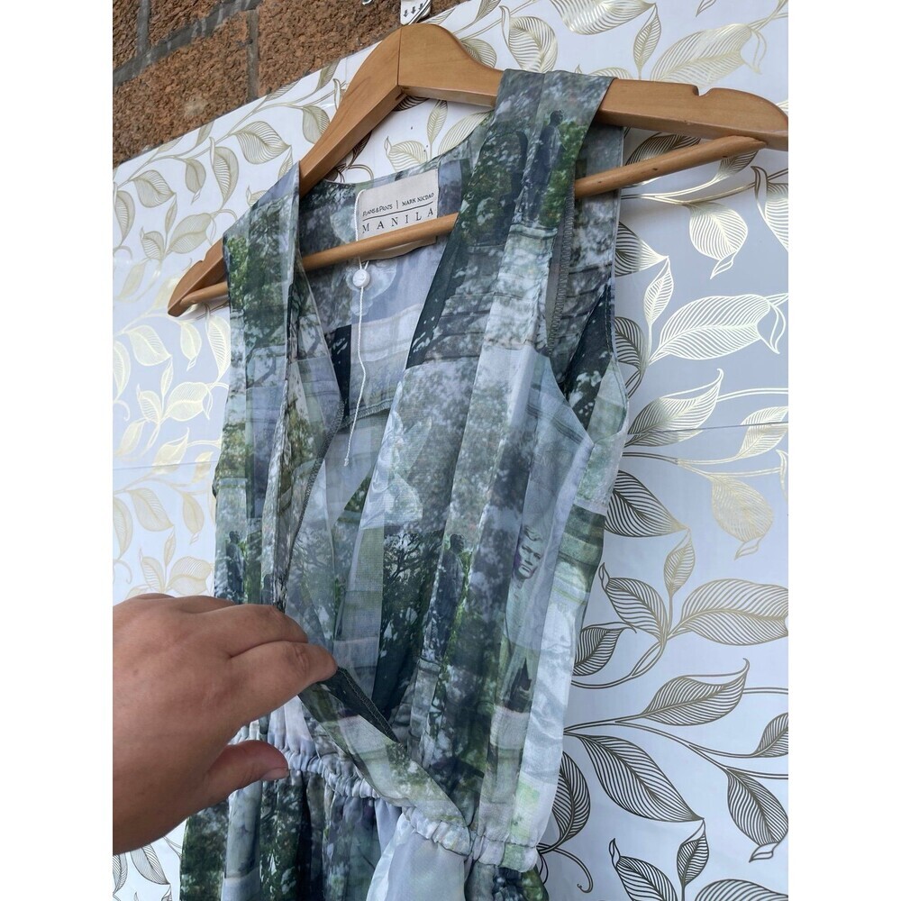 Plains & Prints x Mark Nicdao Manila Dress Size US 2 Vintage Aesthetic Chiffon - Picture 10 of 12